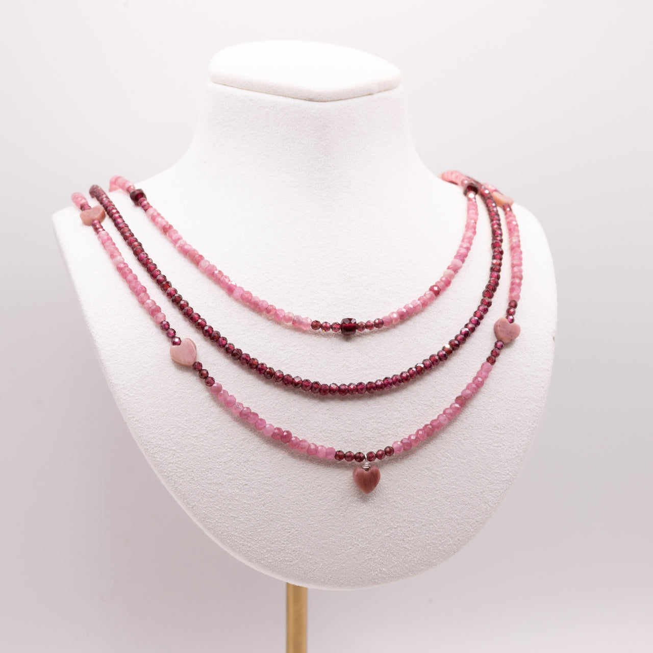 Pink Tourmaline and Garnet Necklace Set: Grade A Pink Tourmaline and Garnet Beads
