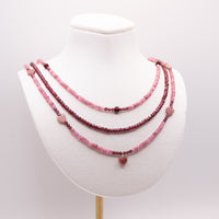Pink Tourmaline and Garnet Necklace Set: Grade A Pink Tourmaline and Garnet Beads