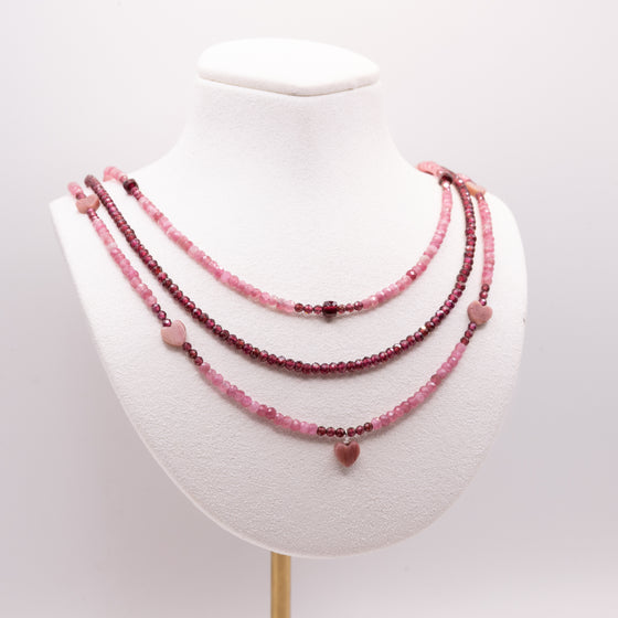 Pink Tourmaline and Garnet Necklace Set: Grade A Pink Tourmaline and Garnet Beads