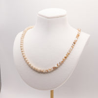 Mussel Mother of Pearl and Fossil Jasper Necklace: Beach Jewelry, Sterling Silver, 14k Gold Filled, Earth Tones