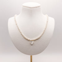Pearl Heart Necklace: Sterling Silver, 14k Gold Filled or 14k Rose Gold Filled, Lobster Clasp, Adjustable