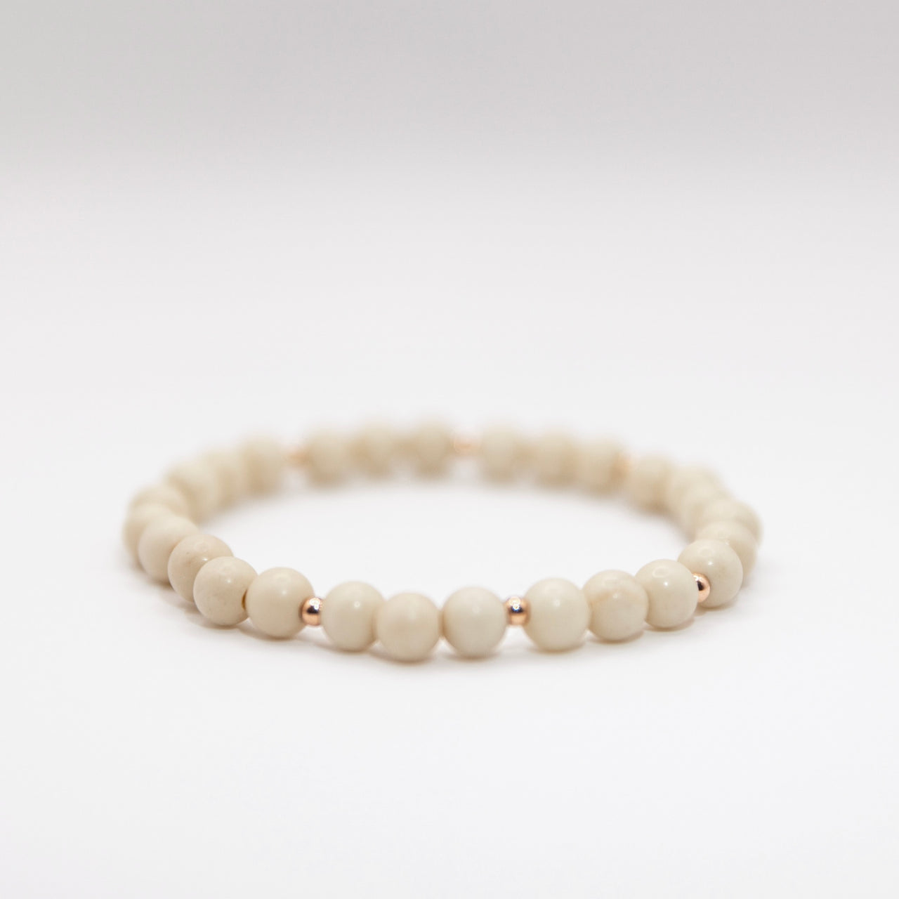 Rose Gold Filled Fossil Jasper and Amazonite Boho Bracelet Set