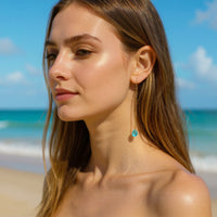 Turquoise Blue Sea Glass Drop Earrings