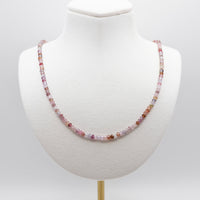 Pink Multicolor Spinel and Garnet Beaded Necklace Set: Grade A Beads, Sterling Silver or 14k Gold Filled