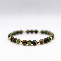 14k Gold Filled and 6mm African Turquoise Beaded Boho Style Stacking Bracelet