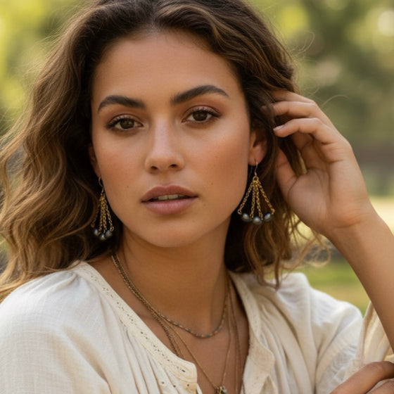 Bronze Pearl Sailboat Earrings